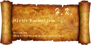 Hirth Karmelina névjegykártya